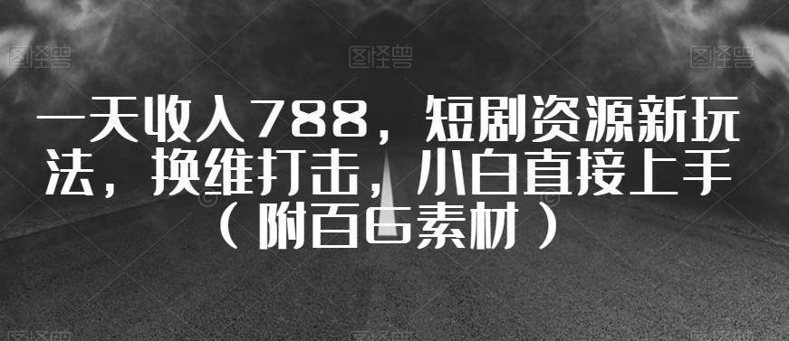一天收入788，短剧资源新玩法，换维打击，小白直接上手（附百G素材）【揭秘】-翻身站