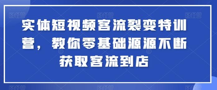 实体短视频客流裂变特训营，教你零基础源源不断获取客流到店-翻身站