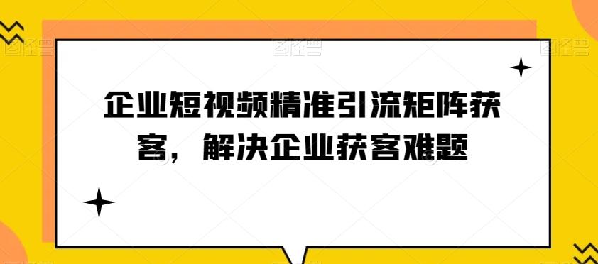 企业短视频精准引流矩阵获客，解决企业获客难题-翻身站