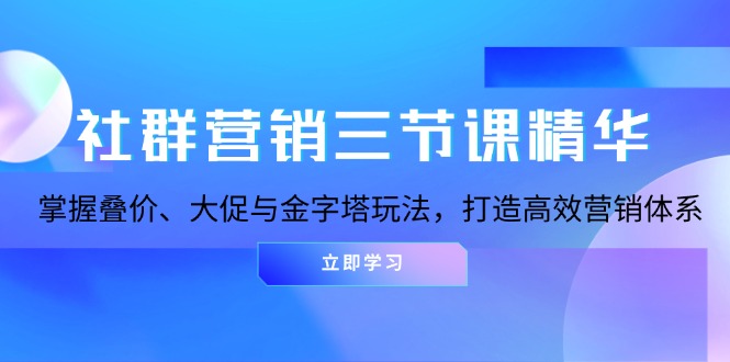 社群营销三节课精华：掌握叠价、大促与金字塔玩法，打造高效营销体系-翻身站