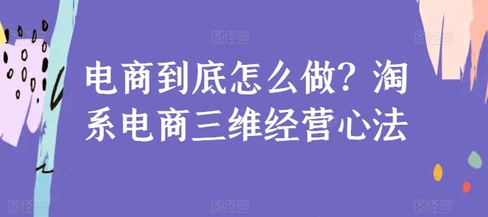 电商到底怎么做？淘系电商三维经营心法-翻身站
