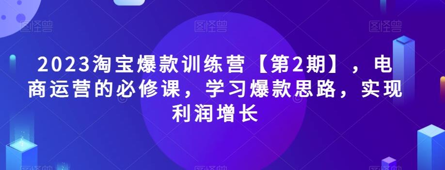2023淘宝爆款训练营【第2期】，电商运营的必修课，学习爆款思路，实现利润增长-翻身站