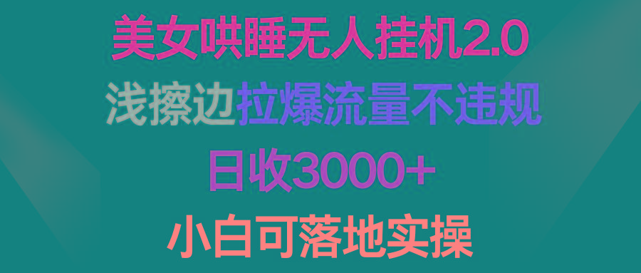 (9905期)美女哄睡无人挂机2.0，浅擦边拉爆流量不违规，日收3000+，小白可落地实操-翻身站