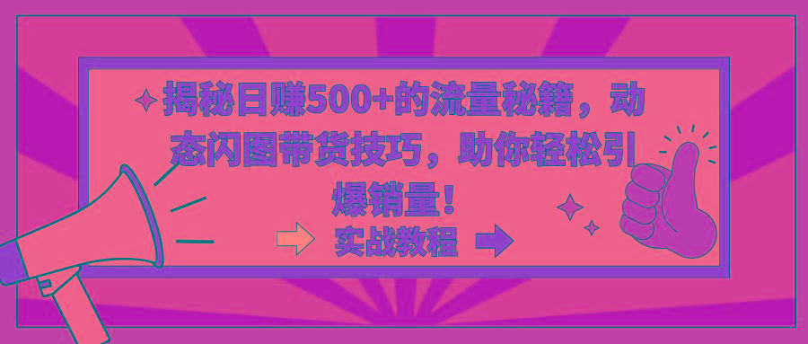 揭秘日赚500+的流量秘籍，动态闪图带货技巧，助你轻松引爆销量！-翻身站